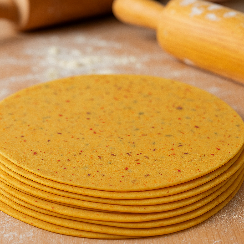 whole wheat uncooked rolled spiced chapati