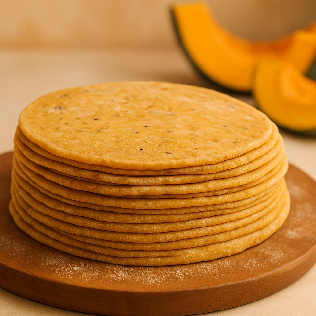 whole wheat uncooked rolled yellow pumpkin chapati