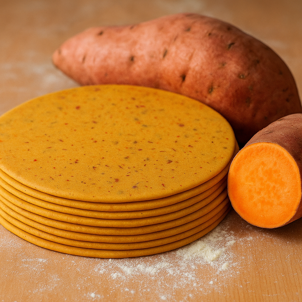 whole wheat uncooked rolled sweet potato chapati