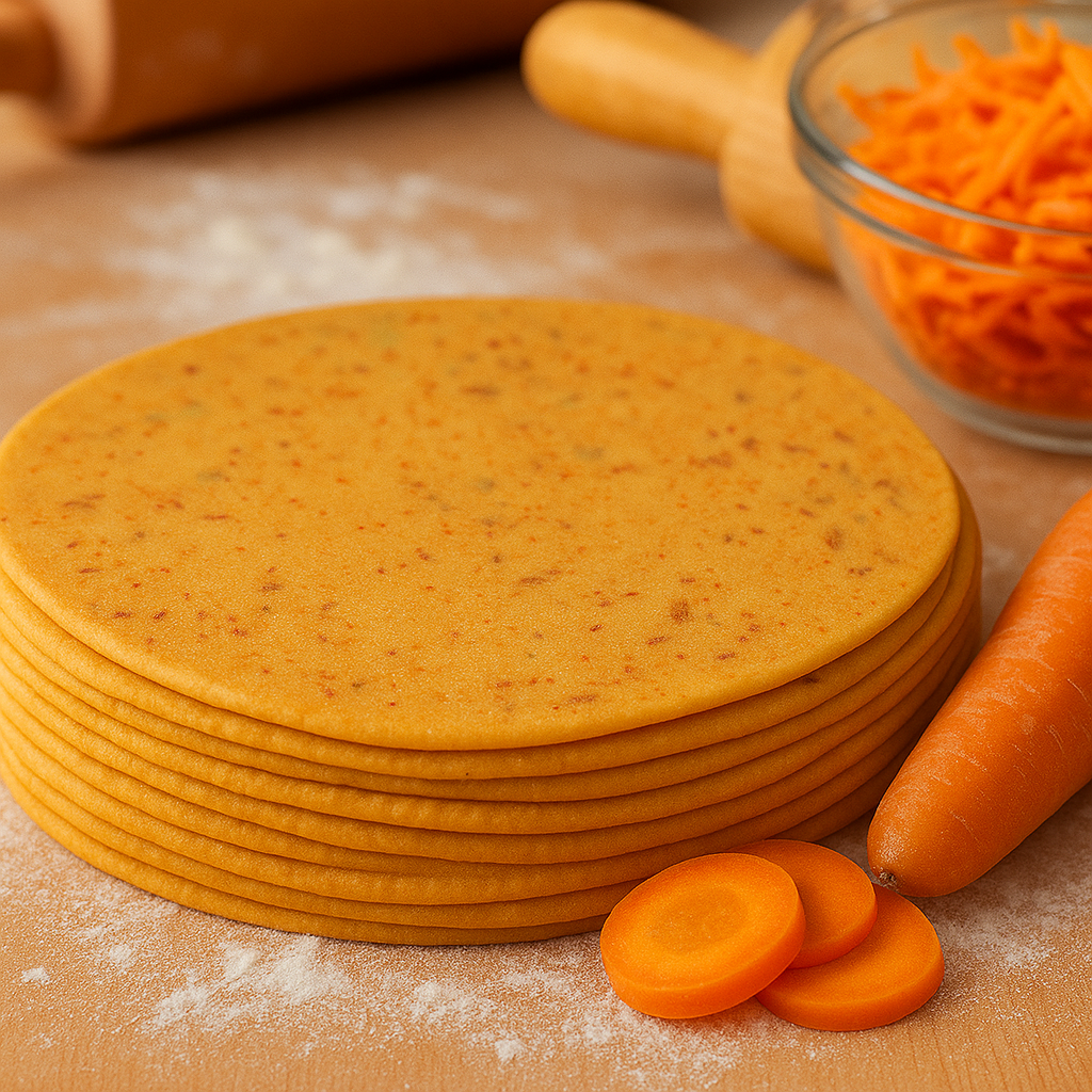 whole wheat uncooked rolled carrot chapati
